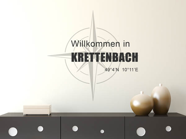 Wandtattoo Willkommen in Krettenbach mit den Koordinaten 49°4'N 10°11'E