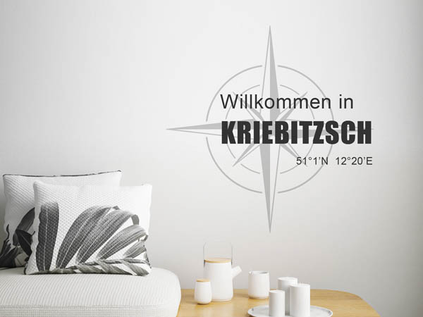 Wandtattoo Willkommen in Kriebitzsch mit den Koordinaten 51°1'N 12°20'E