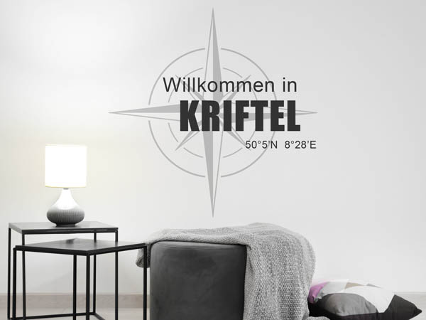 Wandtattoo Willkommen in Kriftel mit den Koordinaten 50°5'N 8°28'E