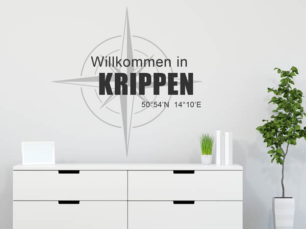 Wandtattoo Willkommen in Krippen mit den Koordinaten 50°54'N 14°10'E