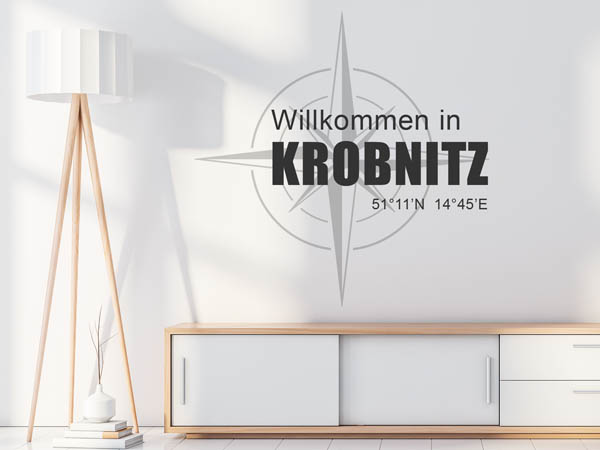 Wandtattoo Willkommen in Krobnitz mit den Koordinaten 51°11'N 14°45'E