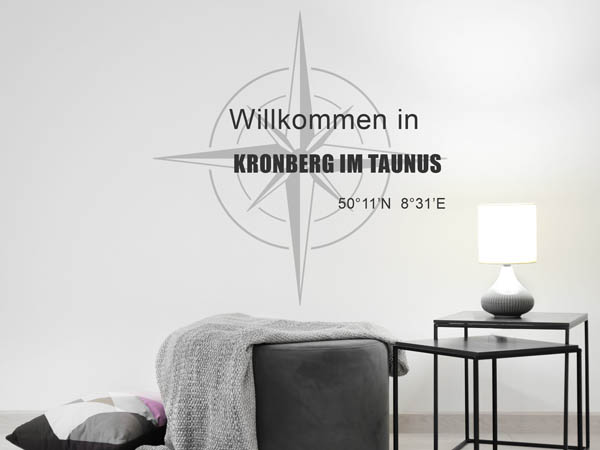 Wandtattoo Willkommen in Kronberg im Taunus mit den Koordinaten 50°11'N 8°31'E