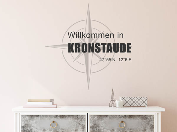 Wandtattoo Willkommen in Kronstaude mit den Koordinaten 47°55'N 12°6'E