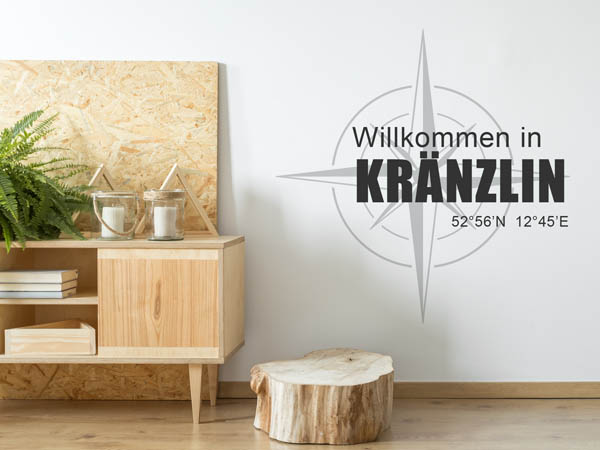 Wandtattoo Willkommen in Kränzlin mit den Koordinaten 52°56'N 12°45'E