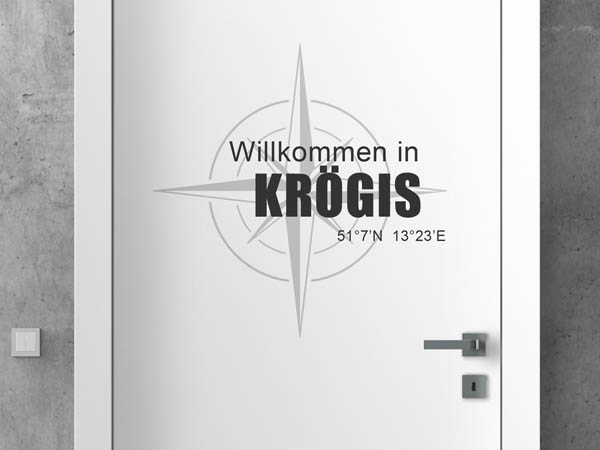 Wandtattoo Willkommen in Krögis mit den Koordinaten 51°7'N 13°23'E