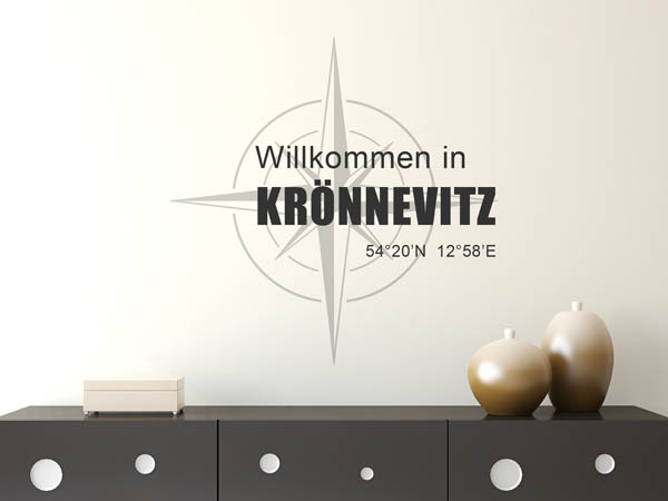 Wandtattoo Willkommen in Krönnevitz mit den Koordinaten 54°20'N 12°58'E