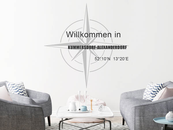 Wandtattoo Willkommen in Kummersdorf-Alexanderdorf mit den Koordinaten 52°10'N 13°20'E