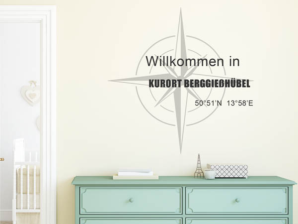 Wandtattoo Willkommen in Kurort Berggießhübel mit den Koordinaten 50°51'N 13°58'E