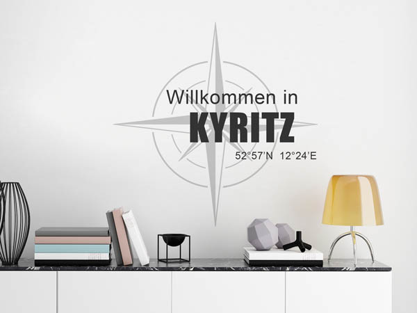 Wandtattoo Willkommen in Kyritz mit den Koordinaten 52°57'N 12°24'E