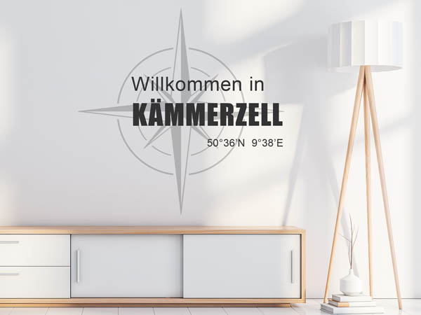 Wandtattoo Willkommen in Kämmerzell mit den Koordinaten 50°36'N 9°38'E