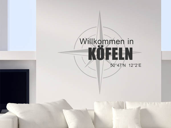 Wandtattoo Willkommen in Köfeln mit den Koordinaten 50°47'N 12°2'E