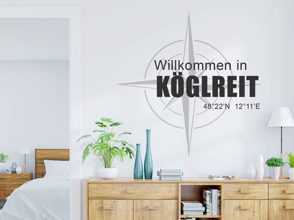 Wandtattoo Willkommen in Köglreit mit den Koordinaten 48°22'N 12°11'E