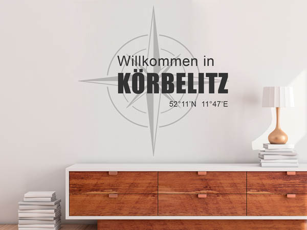 Wandtattoo Willkommen in Körbelitz mit den Koordinaten 52°11'N 11°47'E