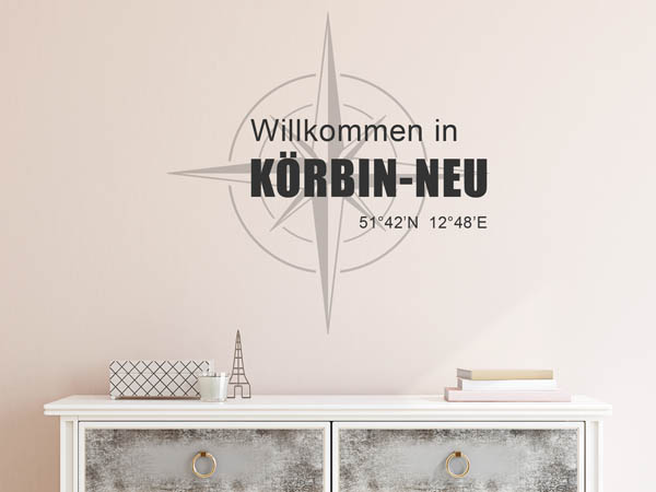 Wandtattoo Willkommen in Körbin-Neu mit den Koordinaten 51°42'N 12°48'E