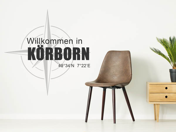 Wandtattoo Willkommen in Körborn mit den Koordinaten 49°34'N 7°22'E