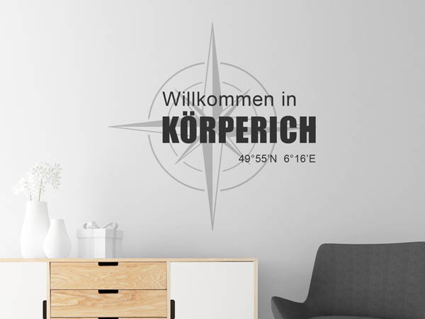 Wandtattoo Willkommen in Körperich mit den Koordinaten 49°55'N 6°16'E