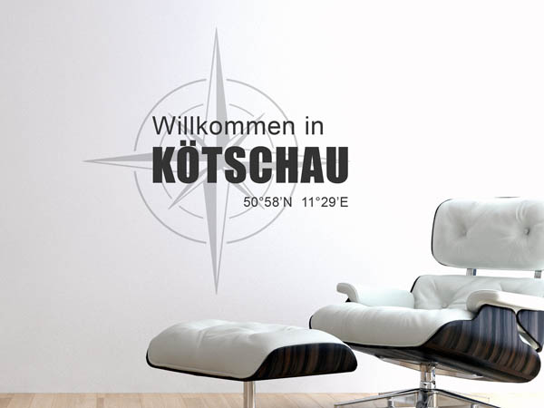 Wandtattoo Willkommen in Kötschau mit den Koordinaten 50°58'N 11°29'E