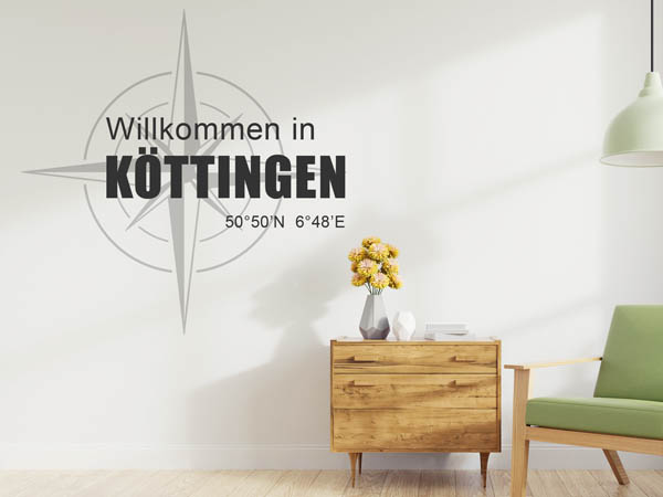 Wandtattoo Willkommen in Köttingen mit den Koordinaten 50°50'N 6°48'E