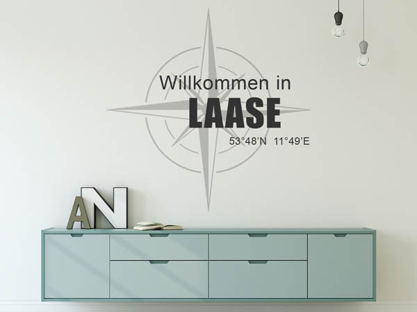 Wandtattoo Willkommen in Laase mit den Koordinaten 53°48'N 11°49'E