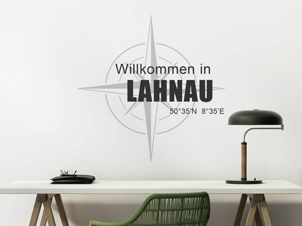 Wandtattoo Willkommen in Lahnau mit den Koordinaten 50°35'N 8°35'E