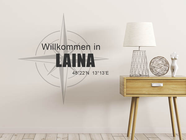 Wandtattoo Willkommen in Laina mit den Koordinaten 48°22'N 13°13'E