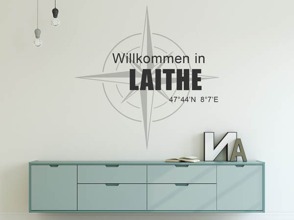 Wandtattoo Willkommen in Laithe mit den Koordinaten 47°44'N 8°7'E