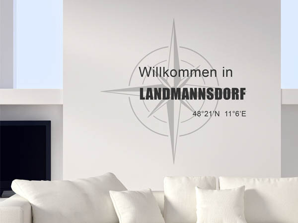 Wandtattoo Willkommen in Landmannsdorf mit den Koordinaten 48°21'N 11°6'E