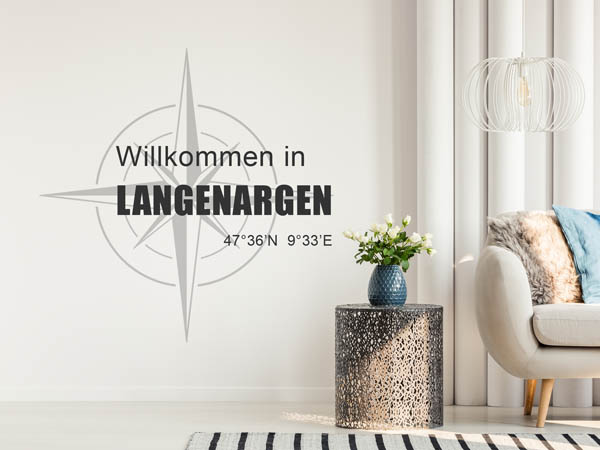 Wandtattoo Willkommen in Langenargen mit den Koordinaten 47°36'N 9°33'E