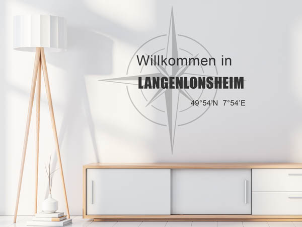 Wandtattoo Willkommen in Langenlonsheim mit den Koordinaten 49°54'N 7°54'E