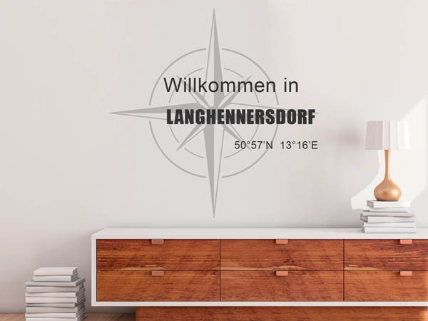 Wandtattoo Willkommen in Langhennersdorf mit den Koordinaten 50°57'N 13°16'E