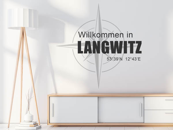 Wandtattoo Willkommen in Langwitz mit den Koordinaten 53°39'N 12°43'E