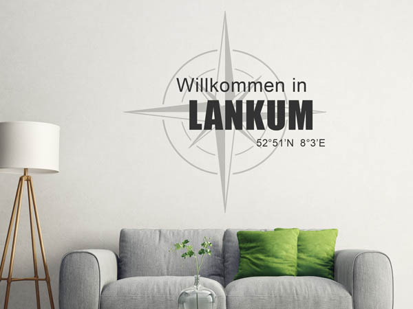Wandtattoo Willkommen in Lankum mit den Koordinaten 52°51'N 8°3'E