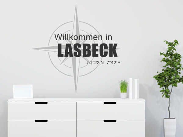 Wandtattoo Willkommen in Lasbeck mit den Koordinaten 51°22'N 7°42'E