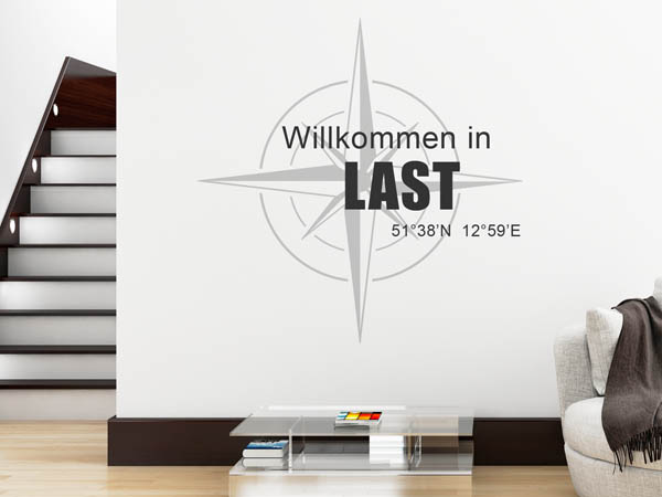 Wandtattoo Willkommen in Last mit den Koordinaten 51°38'N 12°59'E