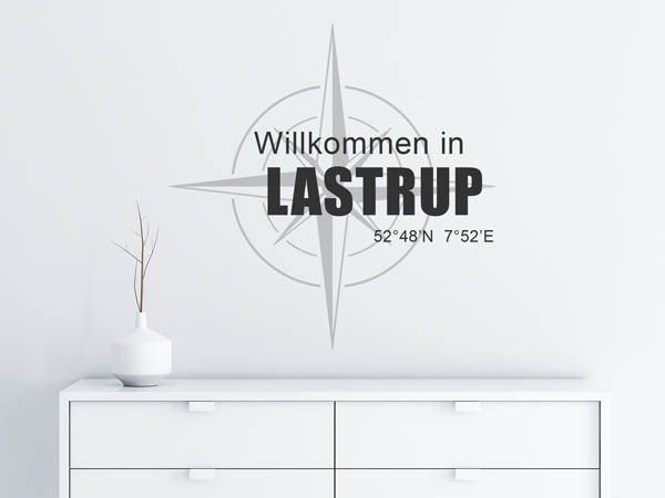 Wandtattoo Willkommen in Lastrup mit den Koordinaten 52°48'N 7°52'E