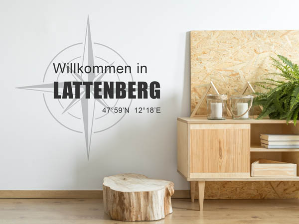Wandtattoo Willkommen in Lattenberg mit den Koordinaten 47°59'N 12°18'E
