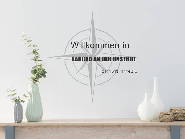 Wandtattoo Willkommen in Laucha an der Unstrut mit den Koordinaten 51°13'N 11°40'E