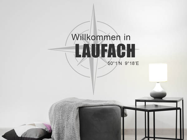 Wandtattoo Willkommen in Laufach mit den Koordinaten 50°1'N 9°18'E