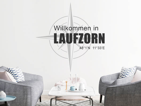 Wandtattoo Willkommen in Laufzorn mit den Koordinaten 48°1'N 11°33'E