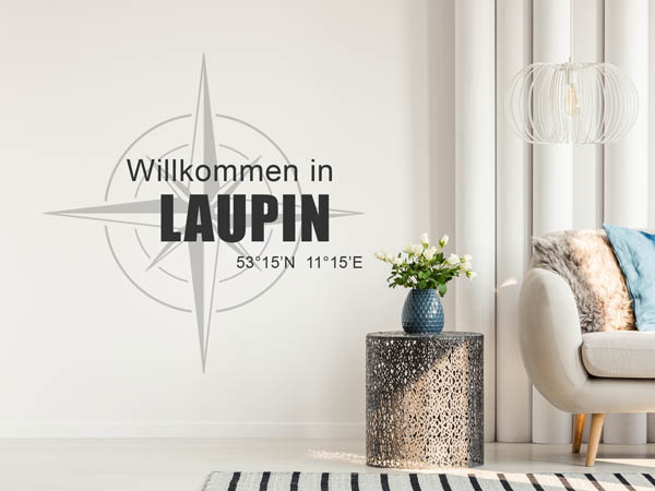 Wandtattoo Willkommen in Laupin mit den Koordinaten 53°15'N 11°15'E