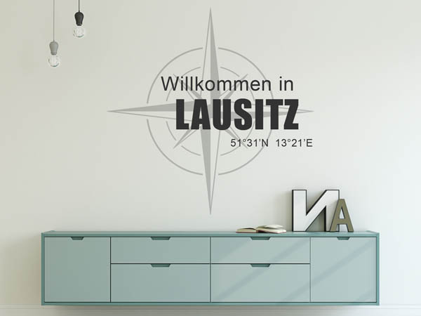 Wandtattoo Willkommen in Lausitz mit den Koordinaten 51°31'N 13°21'E