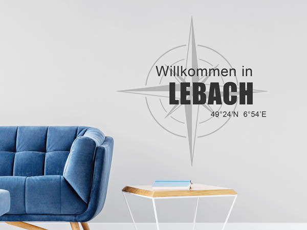 Wandtattoo Willkommen in Lebach mit den Koordinaten 49°24'N 6°54'E