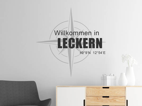 Wandtattoo Willkommen in Leckern mit den Koordinaten 49°9'N 12°54'E