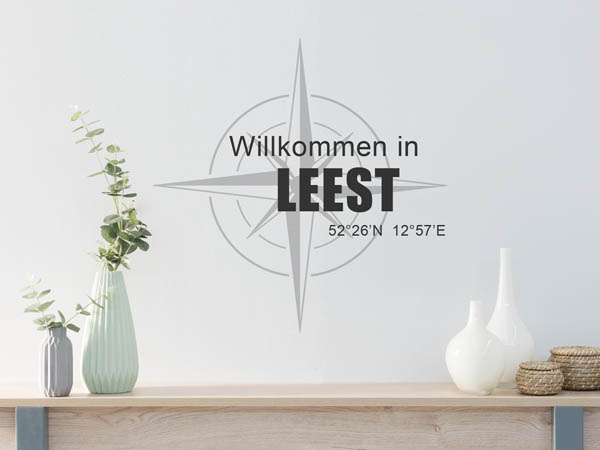 Wandtattoo Willkommen in Leest mit den Koordinaten 52°26'N 12°57'E