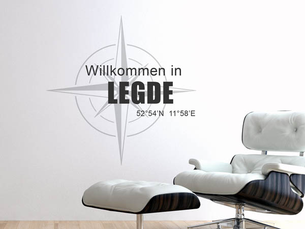 Wandtattoo Willkommen in Legde mit den Koordinaten 52°54'N 11°58'E