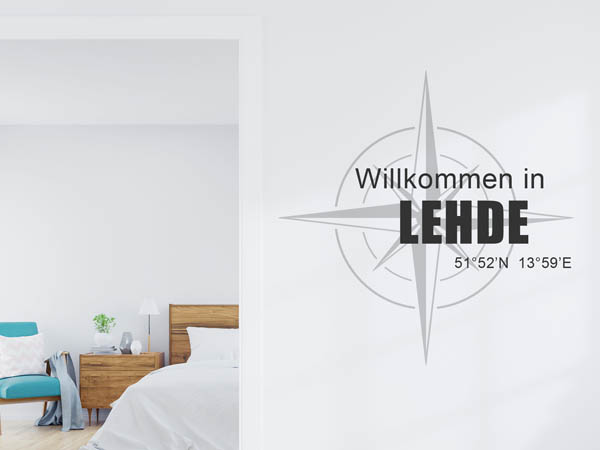 Wandtattoo Willkommen in Lehde mit den Koordinaten 51°52'N 13°59'E