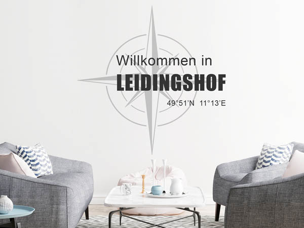 Wandtattoo Willkommen in Leidingshof mit den Koordinaten 49°51'N 11°13'E