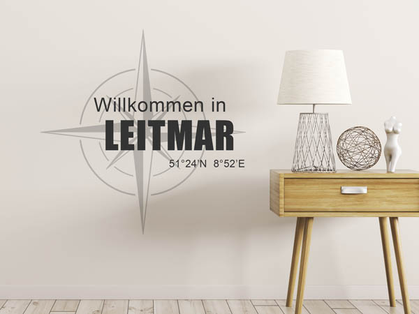 Wandtattoo Willkommen in Leitmar mit den Koordinaten 51°24'N 8°52'E