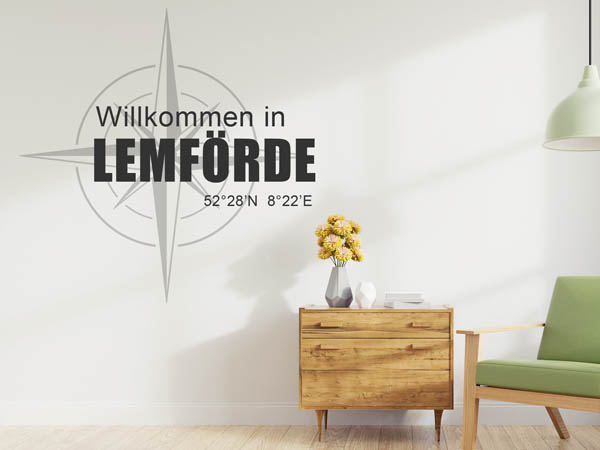 Wandtattoo Willkommen in Lemförde mit den Koordinaten 52°28'N 8°22'E