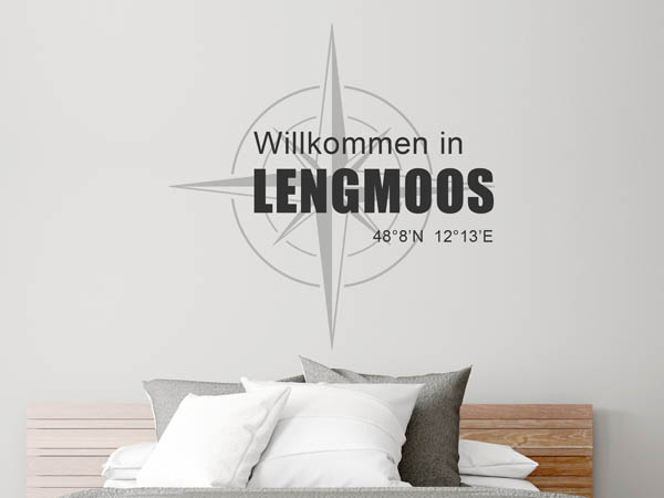 Wandtattoo Willkommen in Lengmoos mit den Koordinaten 48°8'N 12°13'E